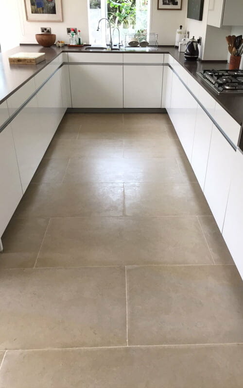 Limestone floor cracked tiles repaired stripped polished and sealed
