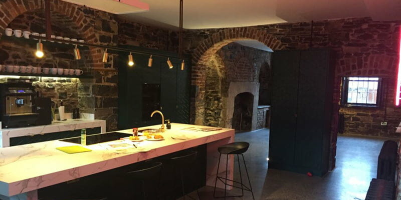 Dog House - Stone and brick walls cleaned and restored polished concrete floor