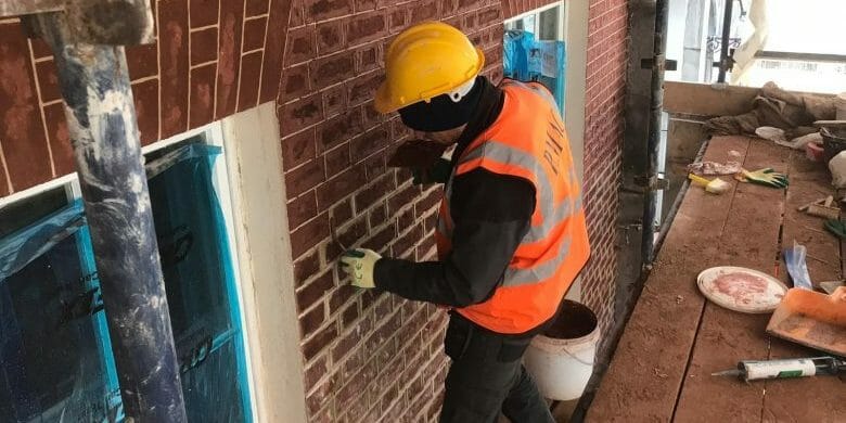 Irish Wigging Limerick 2 Brick restoration by Pmac operative on Georgian building