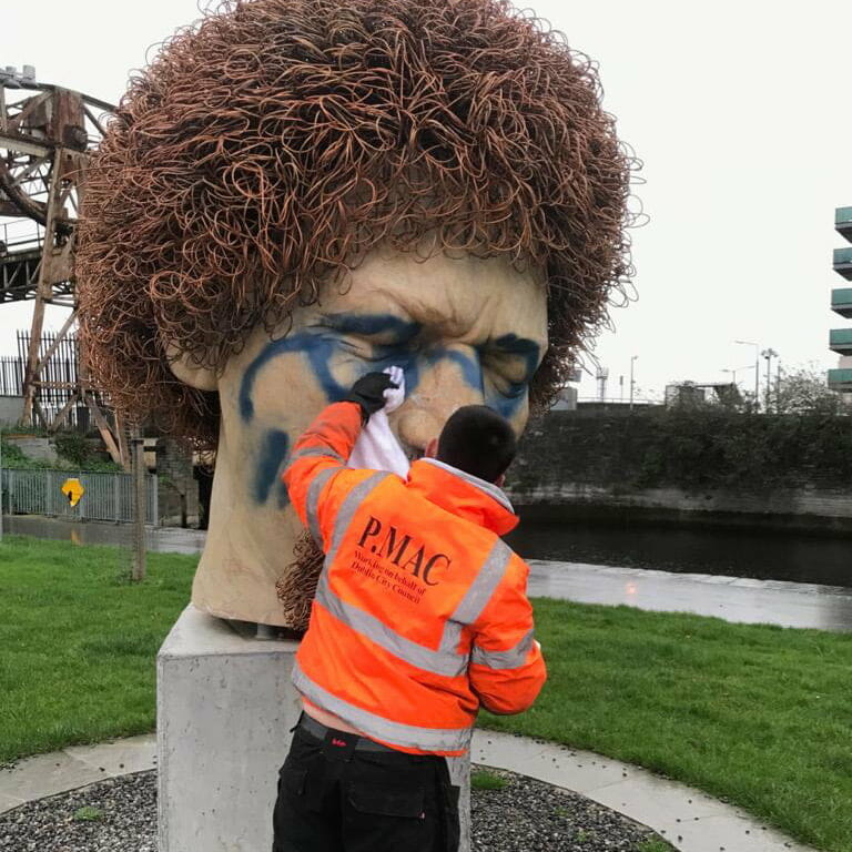 Luke Kelly Statue Cleaned by PMAC
