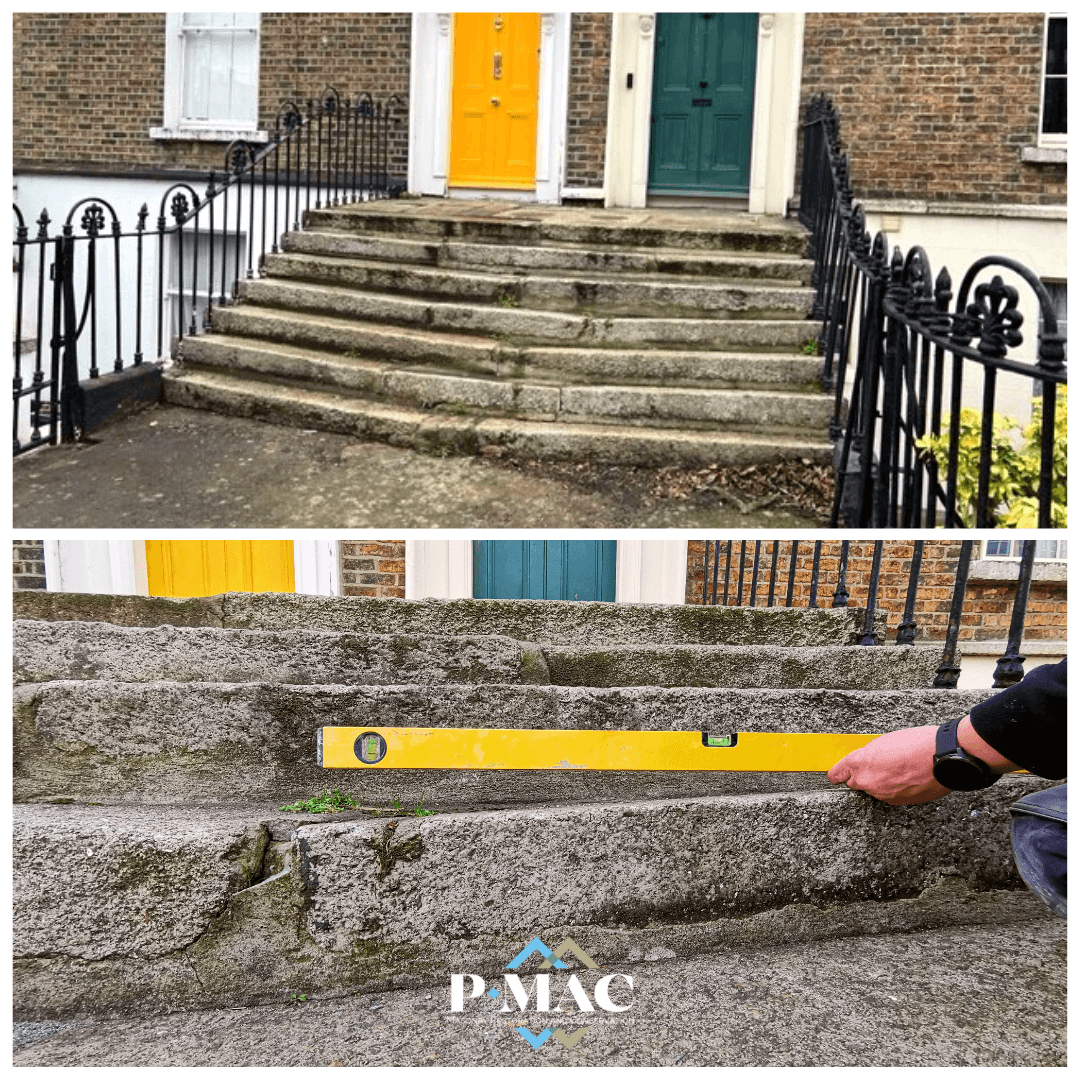 1 Before photo showing steps dipping
