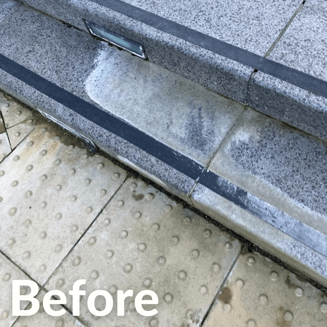 Efflorescence build up on stone steps