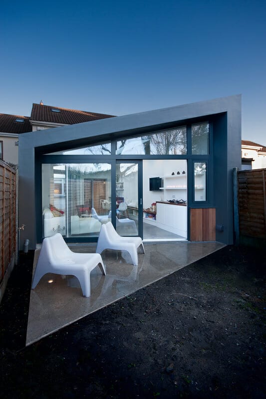 External concrete polishing – Copy Photo of rear garden with external finished concrete
