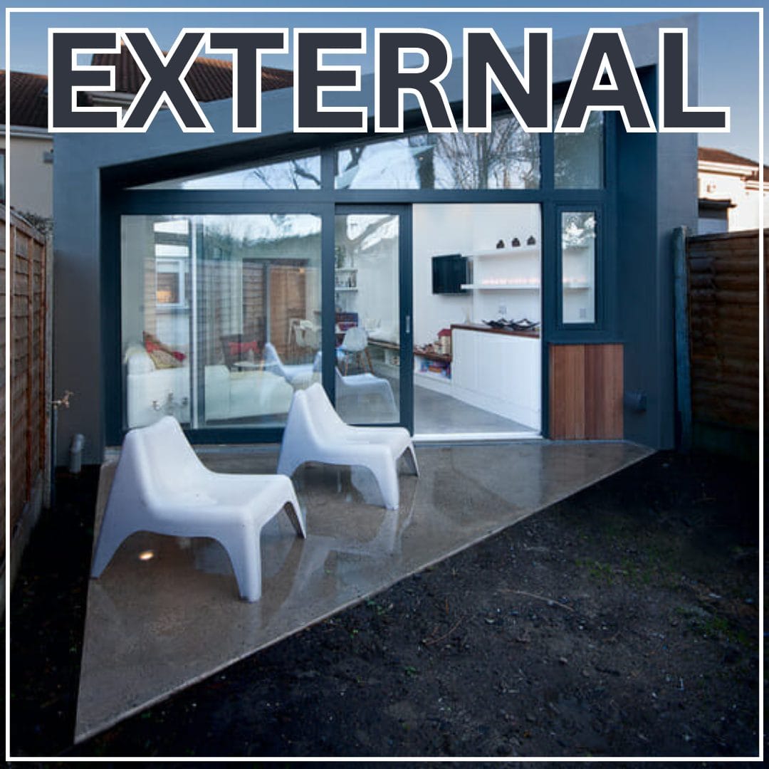 External finish example. Patio area of home