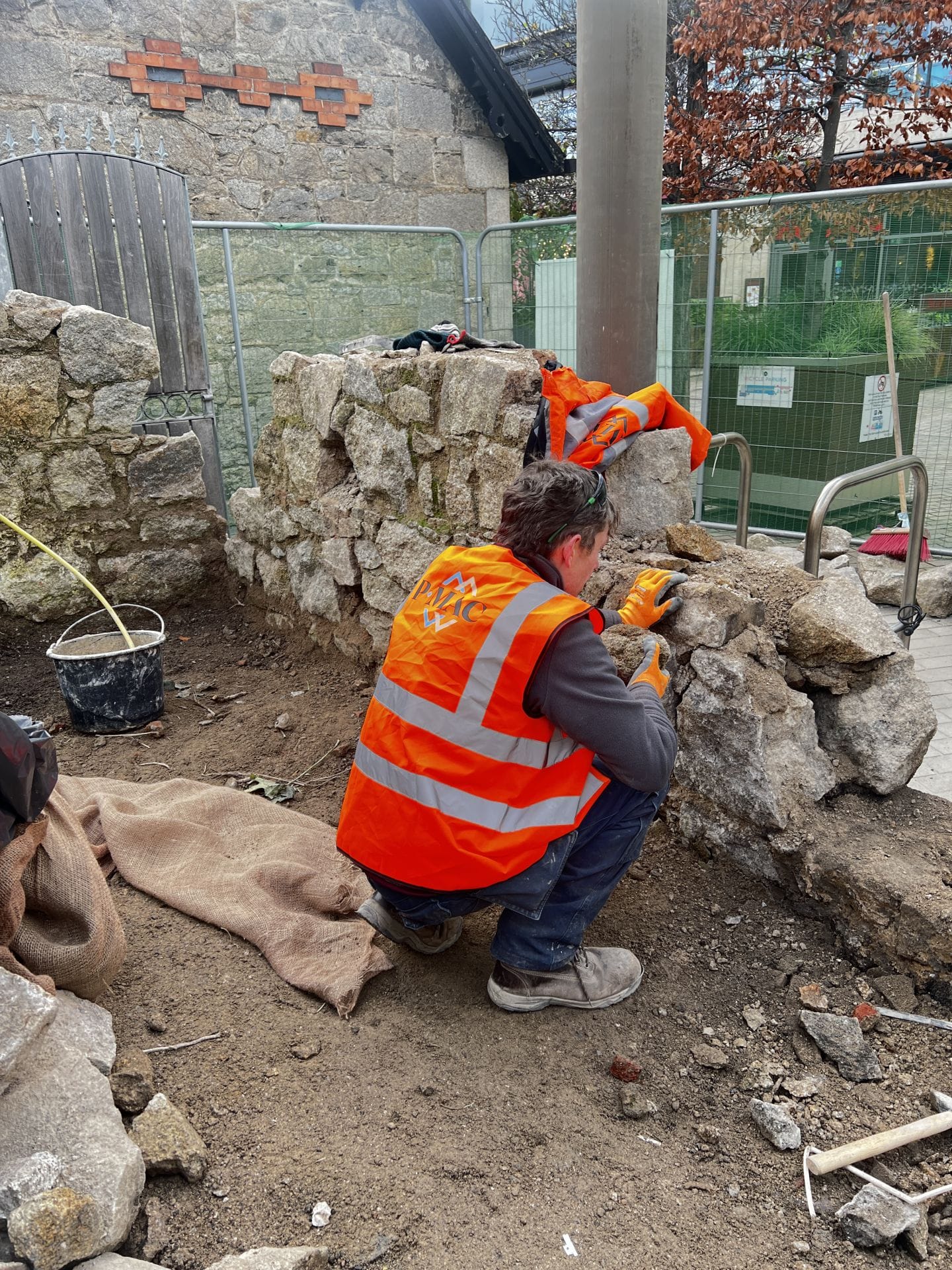 Wall B, under construction using traditional methods Wall B, under construction using traditional methods