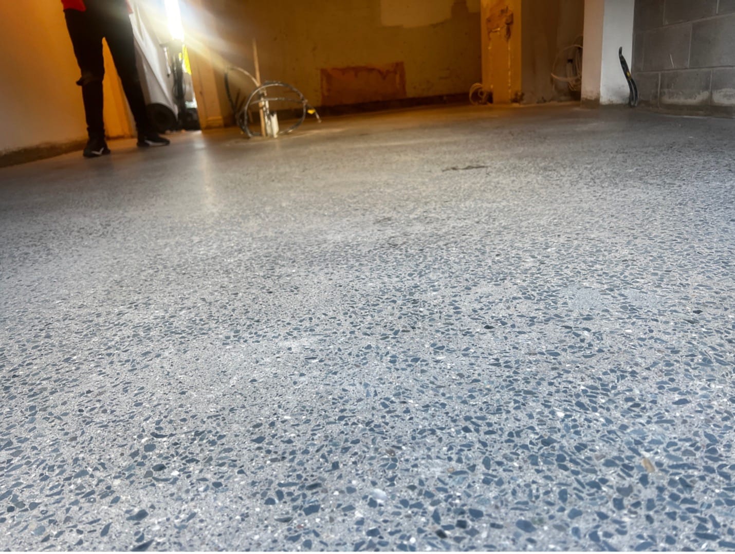A rescued badly poured concrete floor. A rescued badly poured concrete floor.