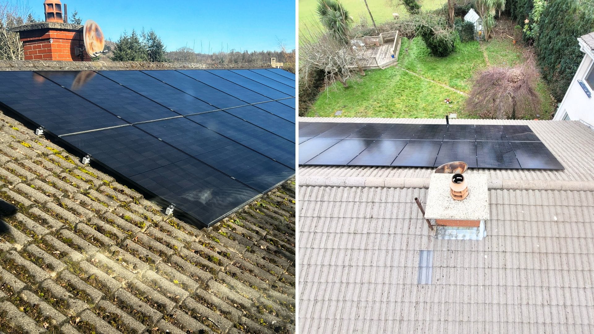 Before & After pics of cleaning around solar panels by PMAC