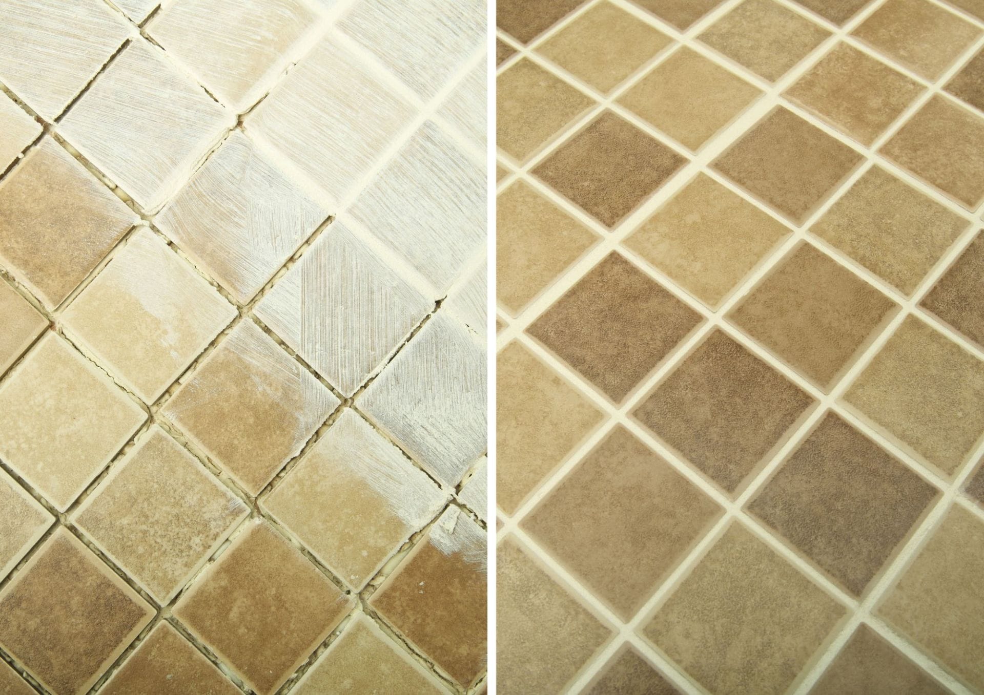 Tile restoration by PMAC. Old grout is removed and replaced with fresh grout