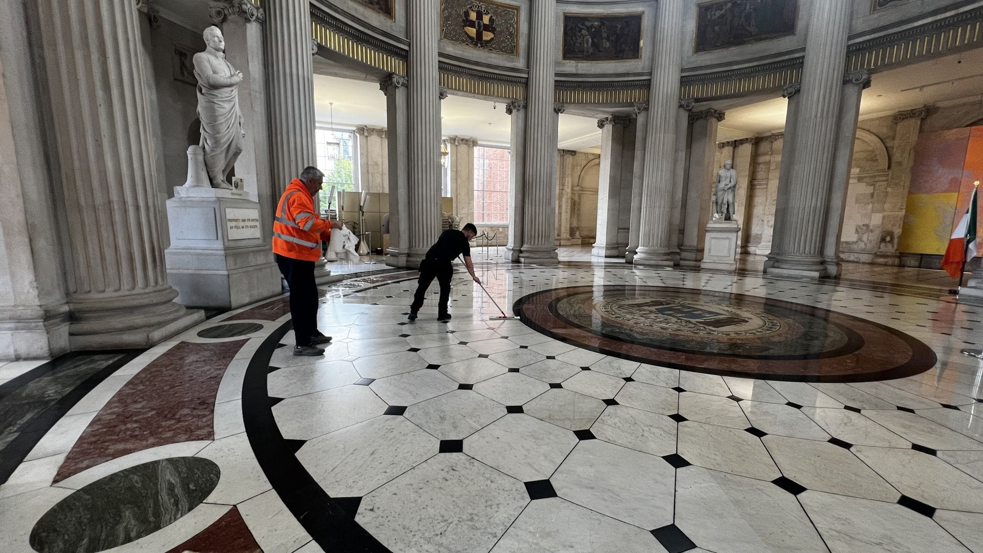 PMAC restores marble floor in Rotunda Room, City Hall Dublin
