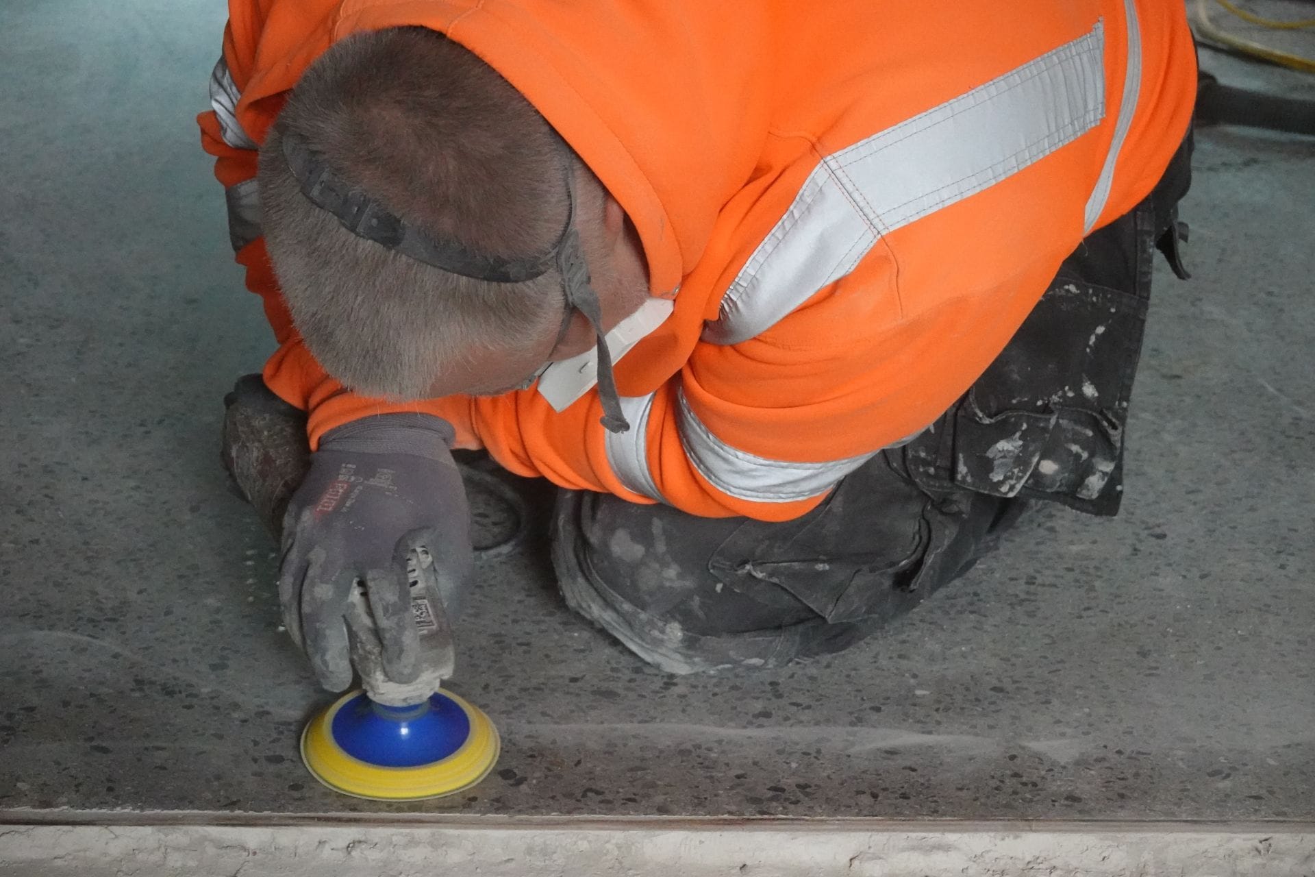 PMAC operative grinding edges for platinum finish polished concrete floor