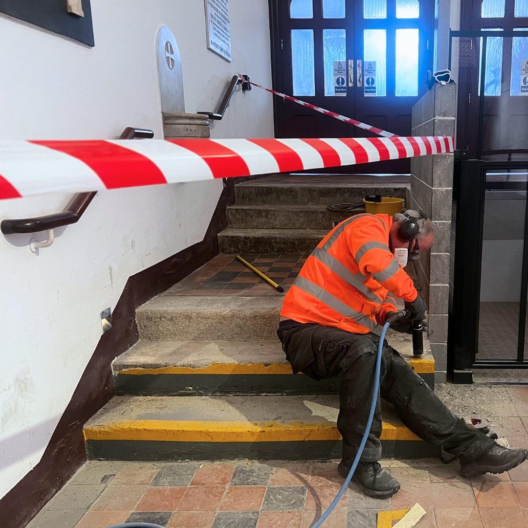 PMAC operative restores stone floor